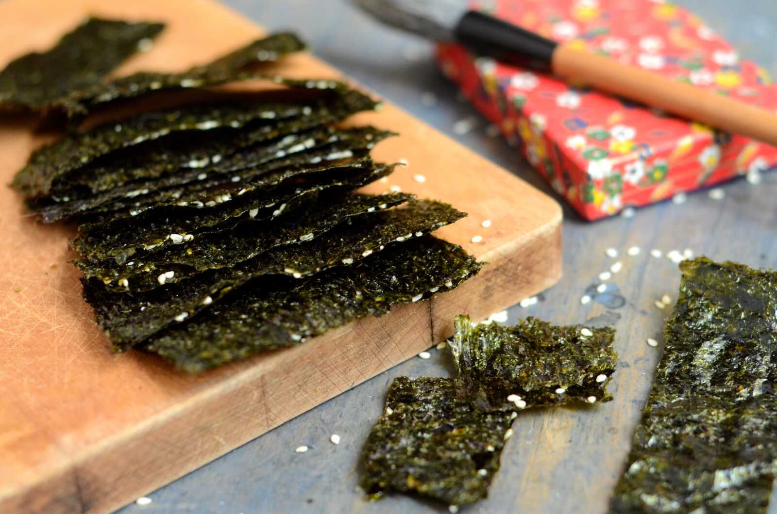 Hǎitái jiāxīn cuì - Chips d'algue nori au sésame, un snack chinois