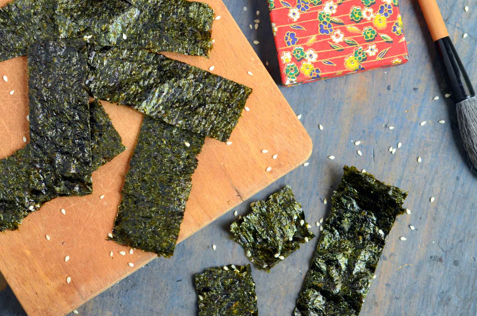 Hǎitái jiāxīn cuì - Chips d'algue nori au sésame, un snack chinois